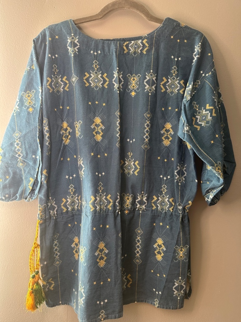 Ethnic by Outfitters Embroidered tunic sz S western boho abstract rodeo festival - Picture 5 of 8